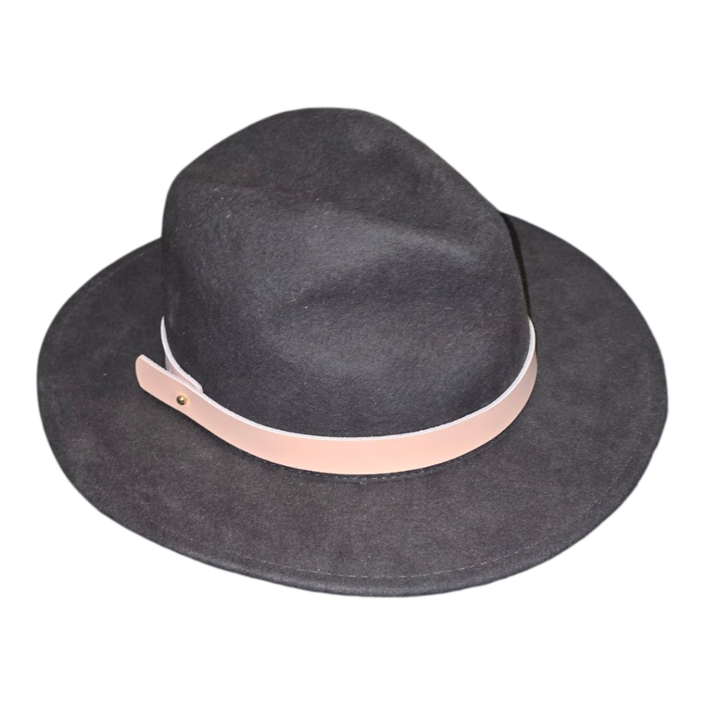 Gigi Pip x Anthropologie 100% Wool Fedora Hat black tannish Pink Med Large New